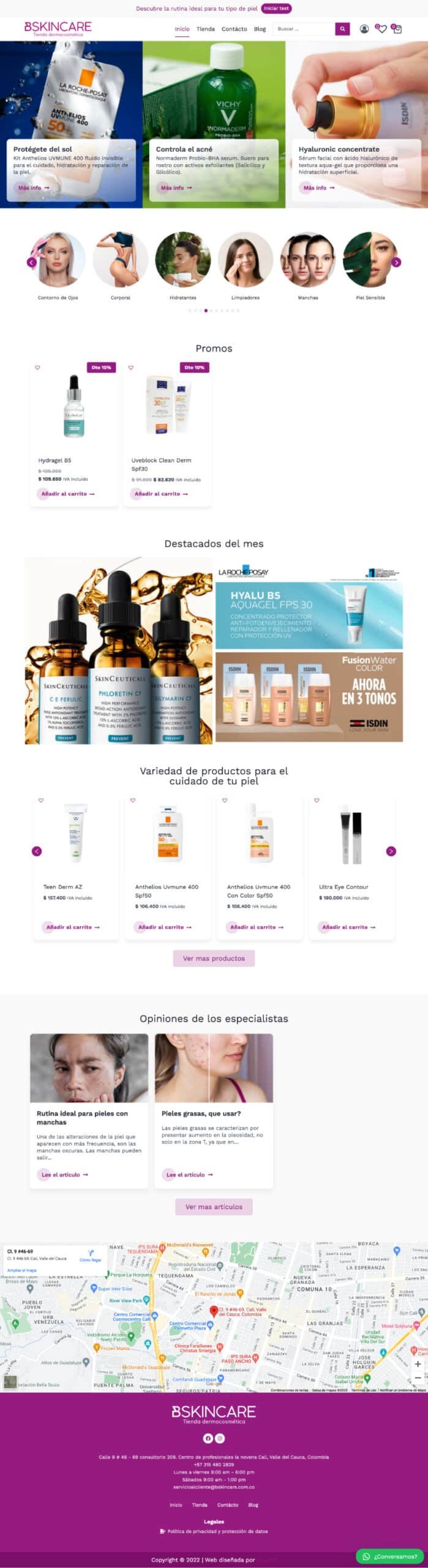 Diseño de tienda virtual Bskincare